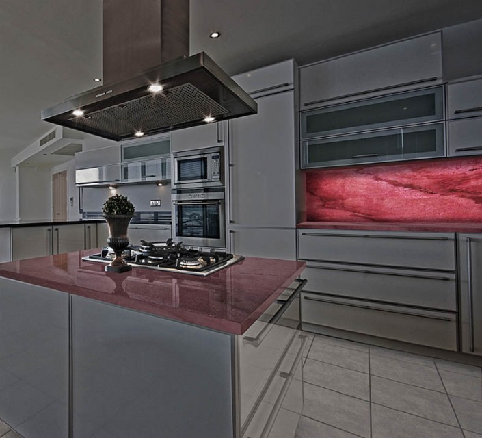 Marble – Translucent Wine – Countertop Island – Backsplash