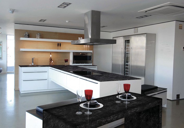 Modern luxury kitchen and dining room interior