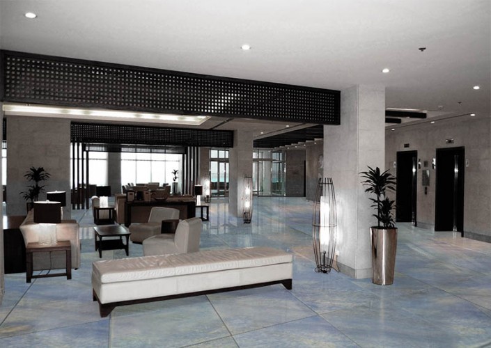 Reception area of luxury hotel, Dubai, UAE